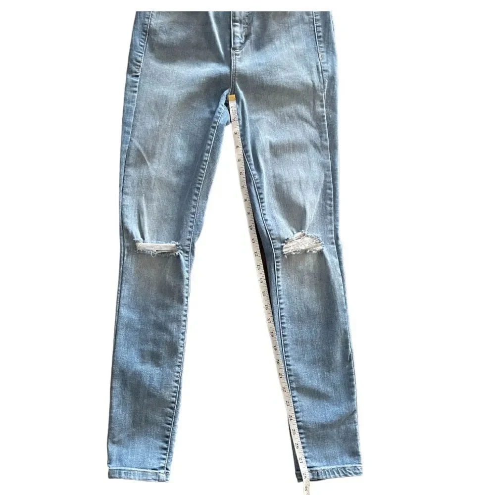 Garage Light Wash Distressed Faded High Rise Skinny Leg Denim Jeans SZ 5 26x28